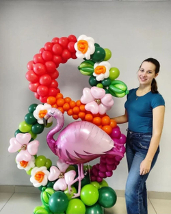 Композиция шаров №810 8 марта фламинго