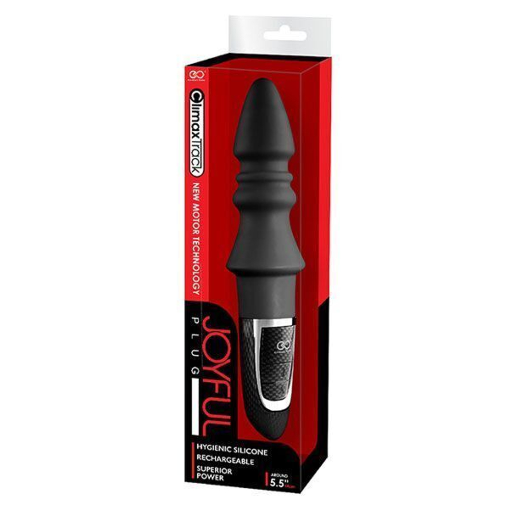Черный конический анальный вибромассажер-ёлочка JOYFUL PLUG VIBRATOR 5.5INCH - 14 см. (Цвет: черный)
