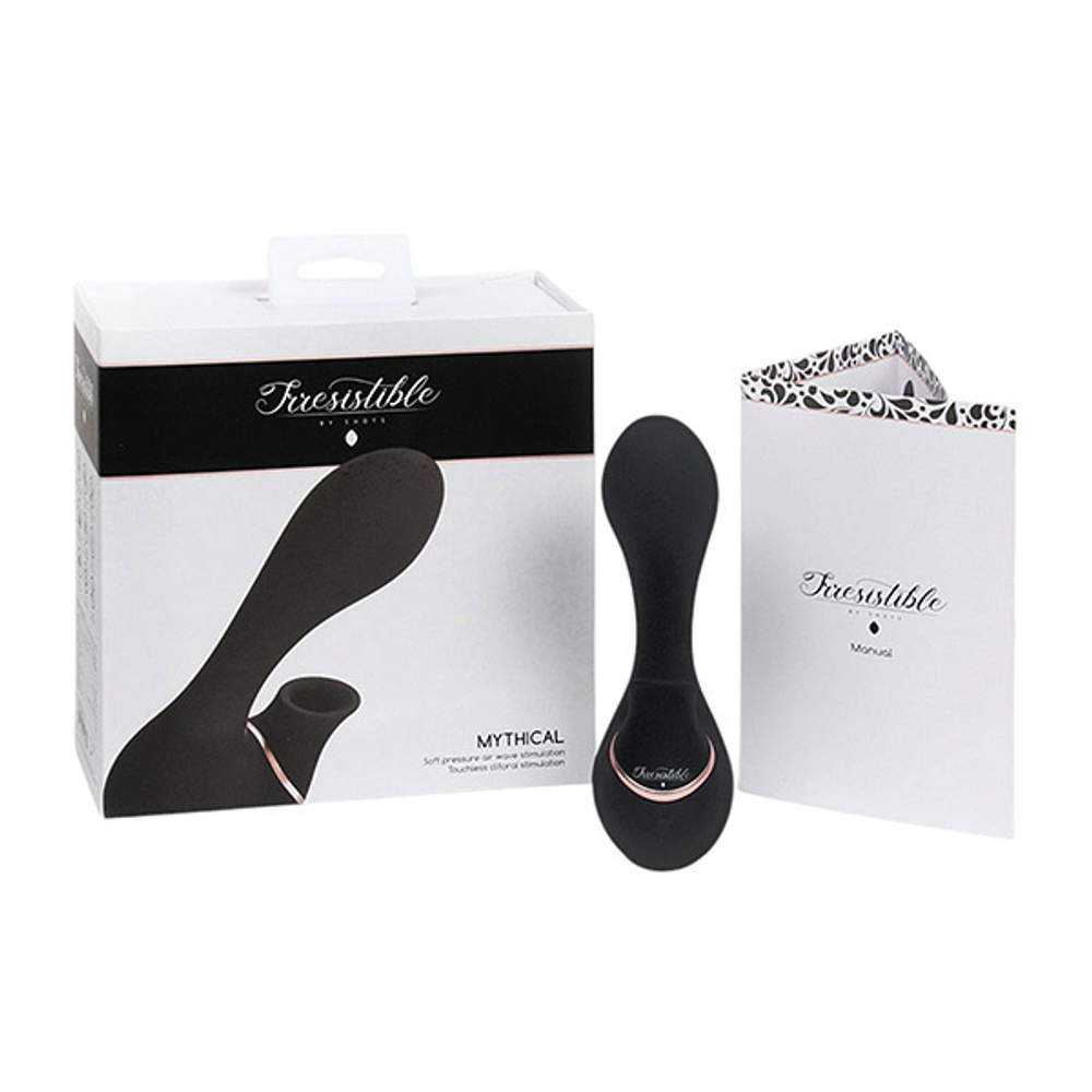 Черный вибратор с вакуумным стимулятором Irresistible Mythical Black IRR004BLK