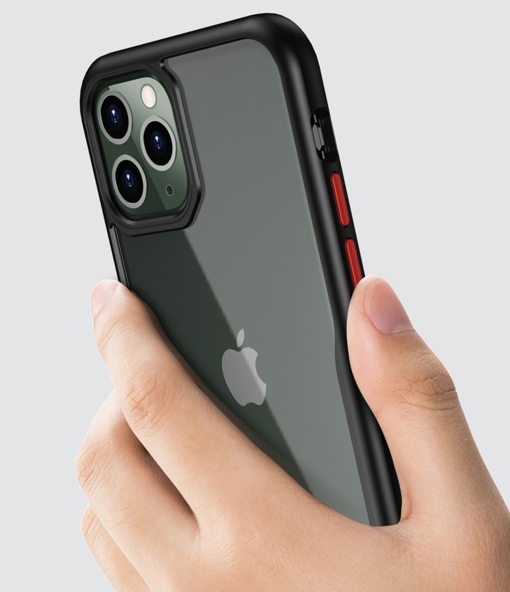 Чехол защитный на iPhone 11 Pro с черными рамками и красными кнопками, серии Ultra Hybrid от Caseport