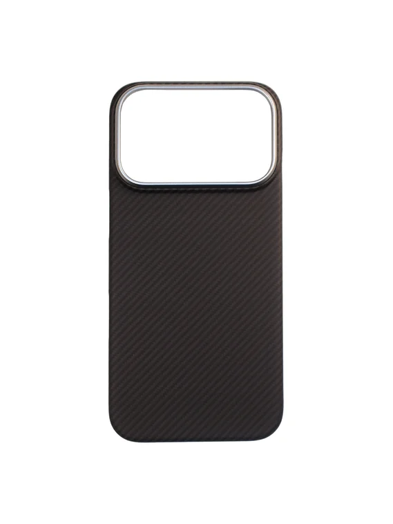 Карбоновый чехол для IPhone 17 Pro with MagSafe черный полоска (Black)