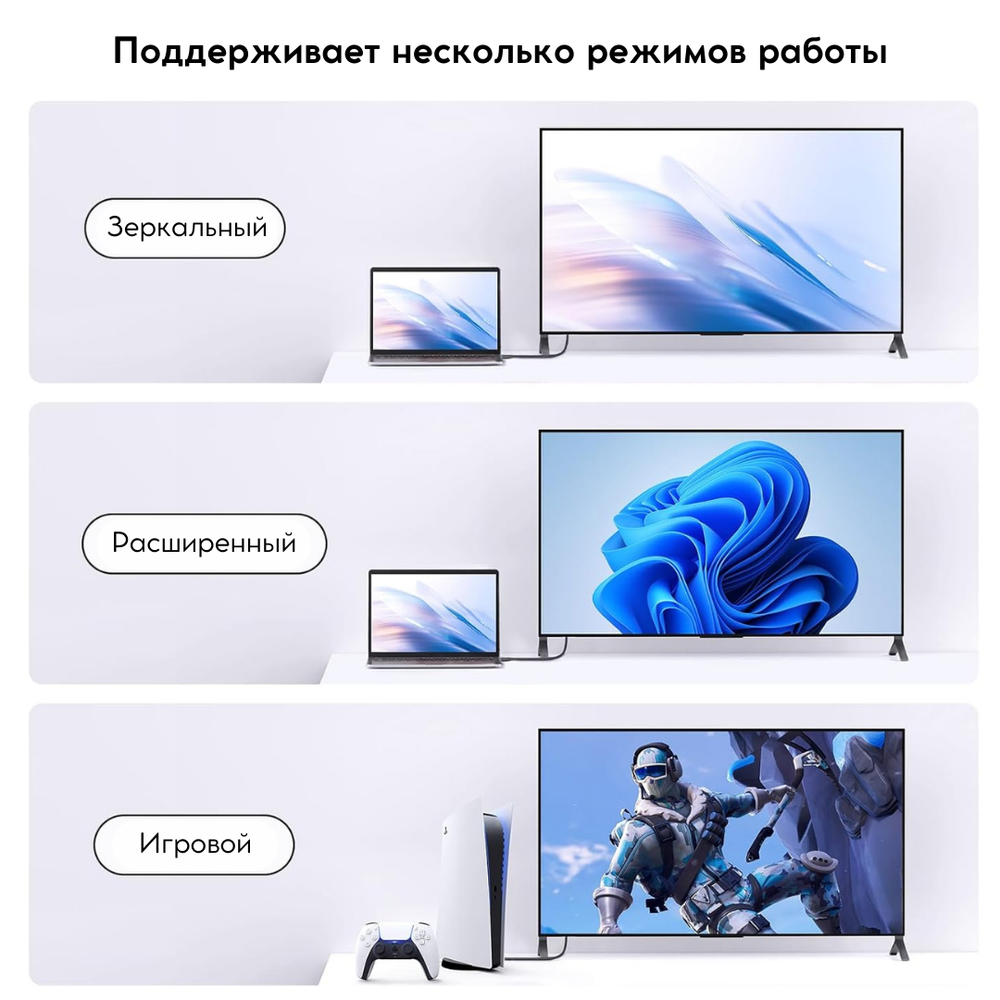 Кабель HDMI 1m, V2.0, 4K@60Hz, UGREEN 25297