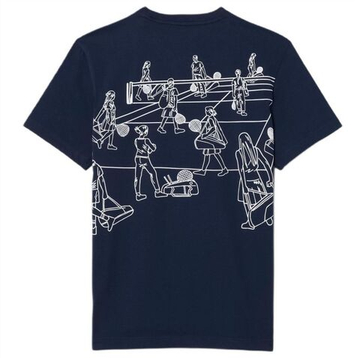 Мужская теннисная футболка Lacoste Ultra Dry Printed - navy blue