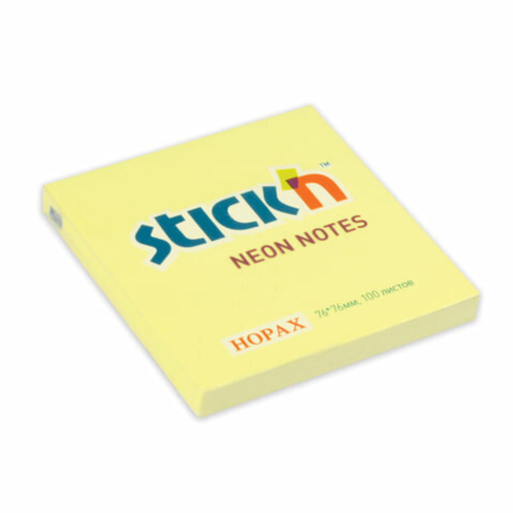 Блок-стикер 76*76 100л HOPAX "Neon" 21133 желтый