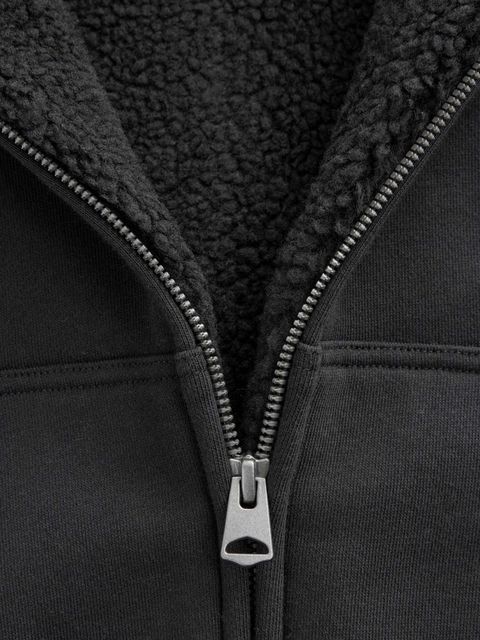 Толстовка на молнии с капюшоном и флисовой подкладкой для мальчика Next B55-280, Черный