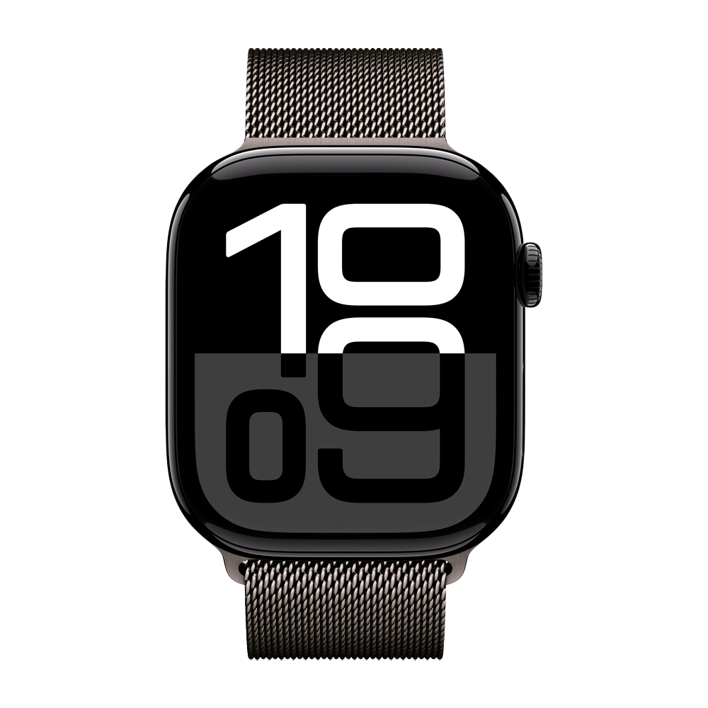 Умные часы Apple Watch Series 10 GPS, 46mm, Jet Black Aluminium Case with Milanese Loop, Slate