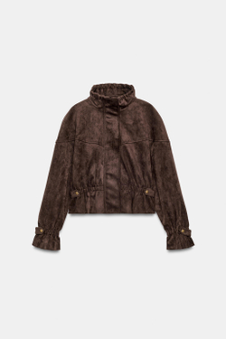 ZARA КУРТКА ИЗ ИСКУССТВЕННОЙ ЗАМШИ, КОРИЧНЕВЫЙ