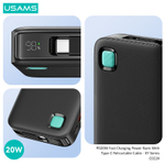 Power Bank внешний аккумулятор повербанк USAMS 10000 мАч 20W с кабелем