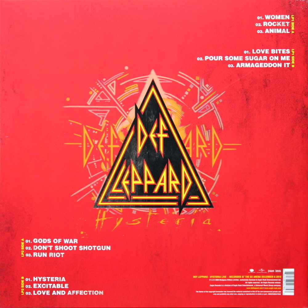 Def Leppard / Hysteria At The O2 (Limited Edition)(Clear Vinyl)(2LP)