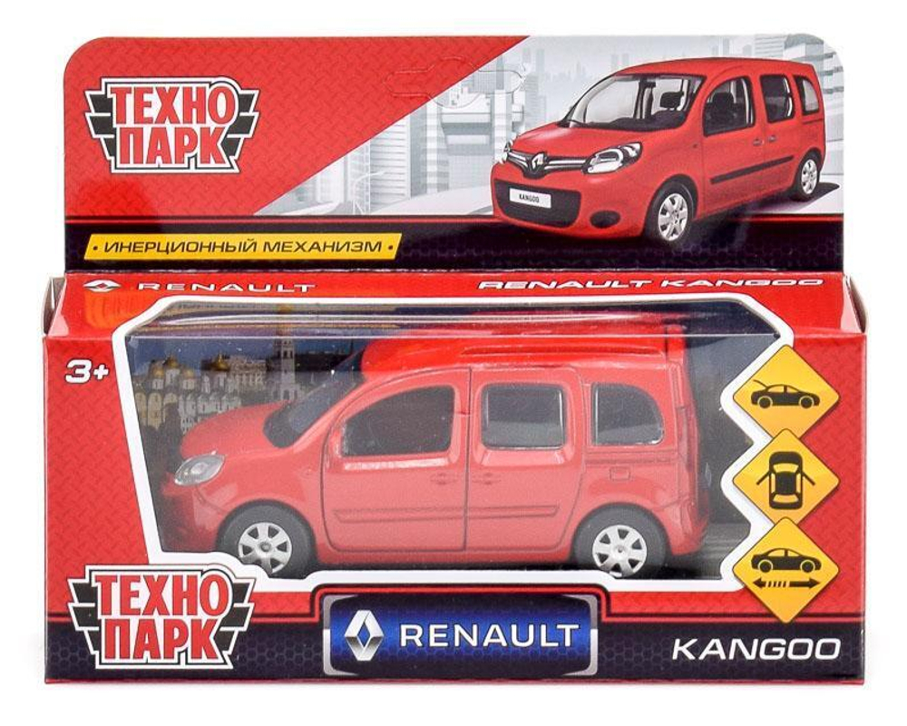 Модель ин. мет. "Renault Kangoo" 12см, открыв. двери, красный, коробка KANGOO-RD (Технопарк)