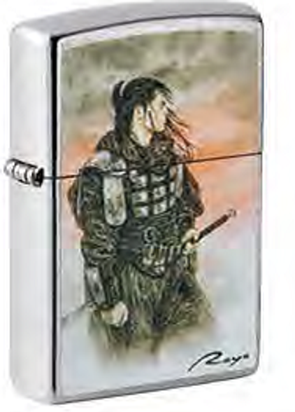 Цена наЗажигалка ZIPPO Luis Royo с покрытием Street Chrome, Воин, латунь/сталь, серебристая