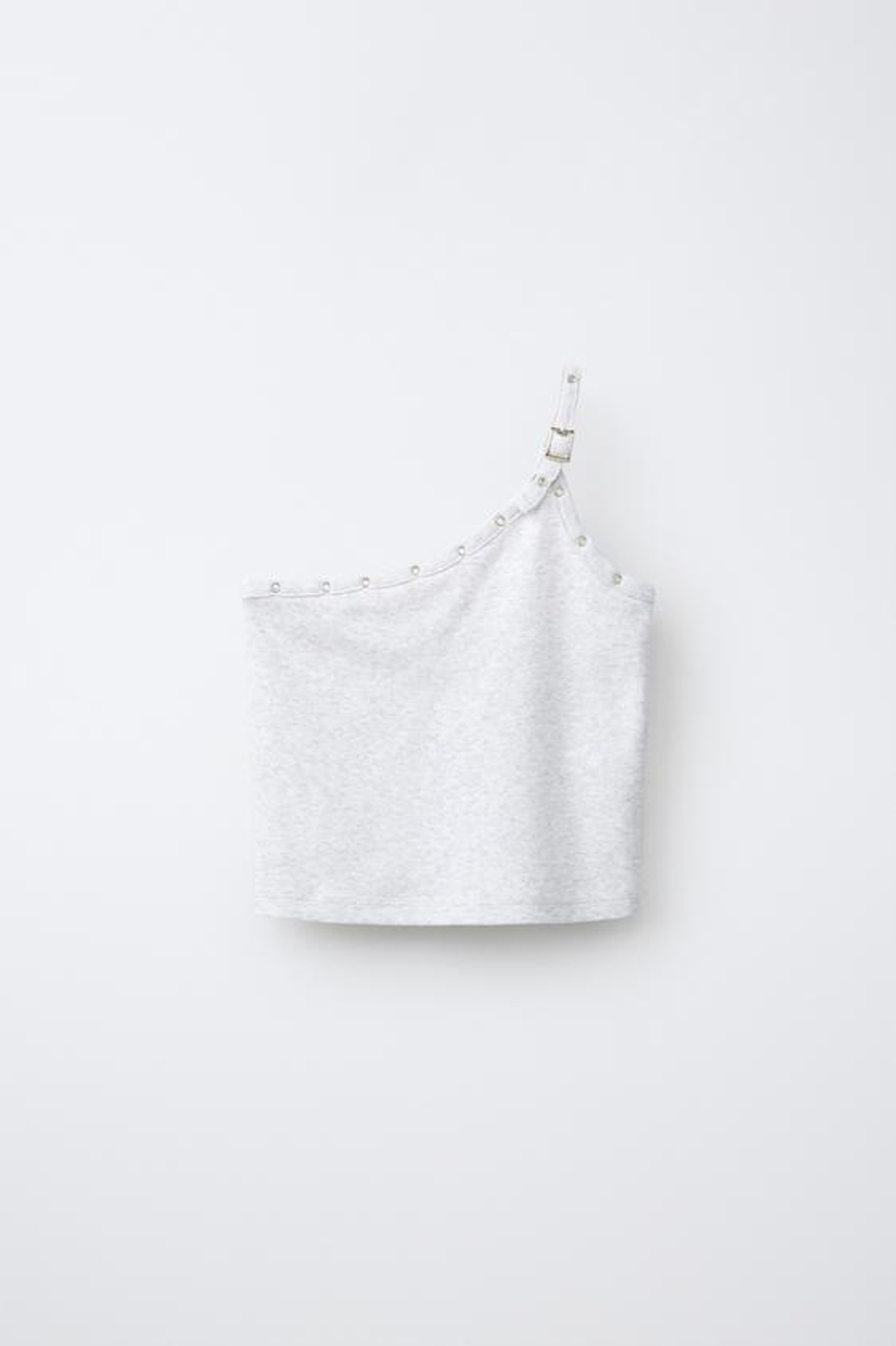 ZARA ТОП АСИММЕТРИЧНОГО КРОЯ С ПРЯЖКАМИ, СЕРЫЙ МЕЛАНЖ