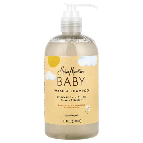 SheaMoisture, детское средство для купания и шампунь с необработанным маслом ши, ромашкой, аргановым маслом, ладаном и миррой, 384 мл (13 жидк. унций)
