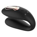 Черный вибратор для пар 8,5см с часами-пультом ДУ Anne's Desire Dual Pleasure Tecnology Watchme Black