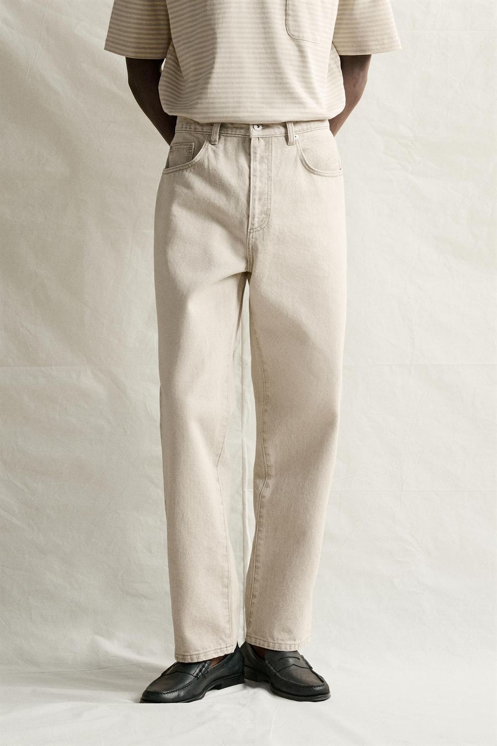ZARA ДЖИНСЫ STRAIGHT ДЛИНОЙ ДО ЩИКОЛОТКИ, СВЕТЛО-СЕРЫЙ