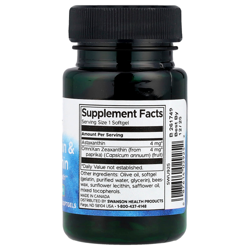 Swanson Vitamins, Астаксантин и зеаксантин, 60 мягких таблеток