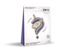 Набор для вышивания бисером Klart, Брошь Фиолетовый единорог, 5,5х9.5 см