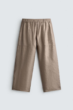 ZARA БРЮКИ RELAXED FIT ИЗ СТРУЯЩЕЙСЯ ТКАНИ, ТЕЛЕСНО-РОЗОВЫЙ