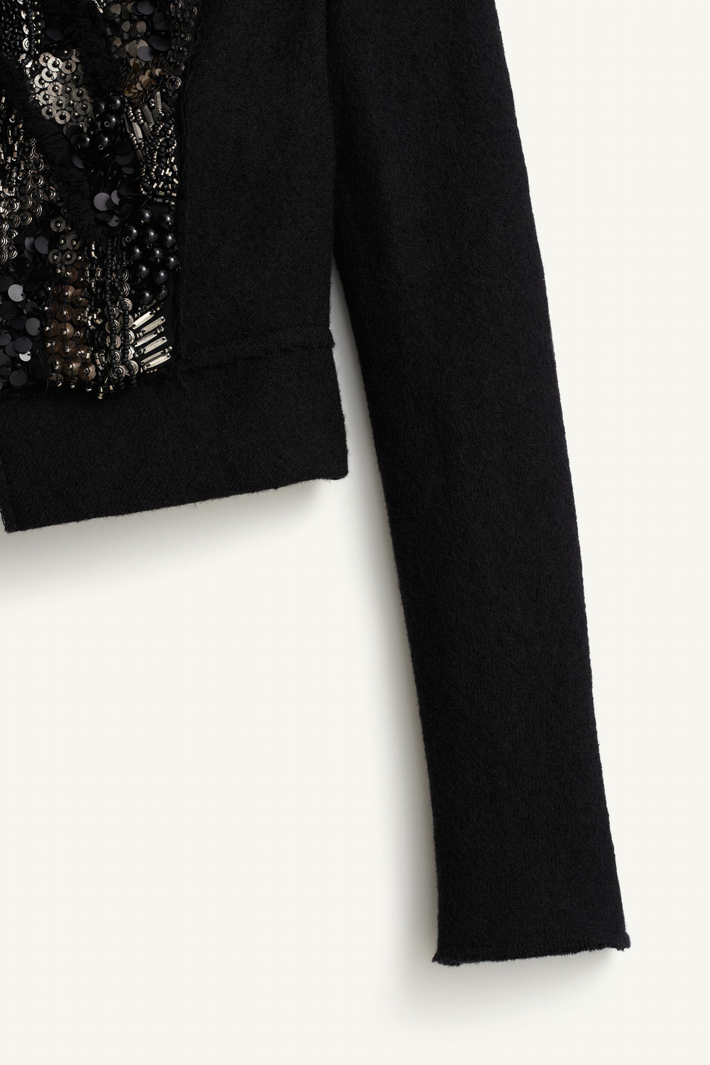 ZARA ЖАКЕТ ИЗ 100% ШЕРСТИ С БУСИНКАМИ - LIMITED EDITION, ЧЕРНЫЙ