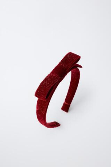 ZARA БАРХАТНЫЙ ОБОДОК С БАНТОМ, БУРГУНДИ