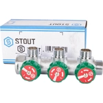 SMB-6850-341203 STOUT Коллектор регулирующий 3/4", 3 отвода 1/2"