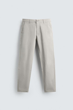 ZARA БРЮКИ ЧИНОС SKINNY FIT, СВЕТЛО-СЕРЫЙ