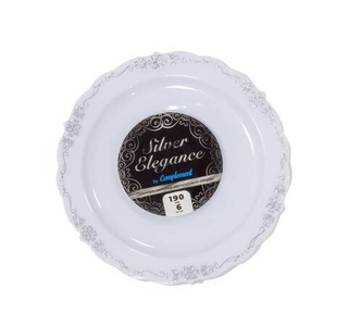 Тарелка Complement пласт.круглая белая Silver Elegance d=190мм 6шт/упак