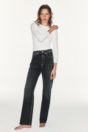 ZARA ДЖИНСЫ TRF WIDE-LEG С ВЫСОКОЙ ПОСАДКОЙ, ЦВЕТ НОЧНОГО НЕБА