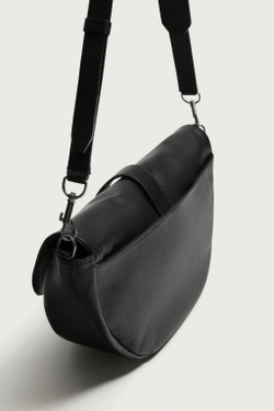 ZARA КОЖАНАЯ СУМКА, ЧЕРНЫЙ