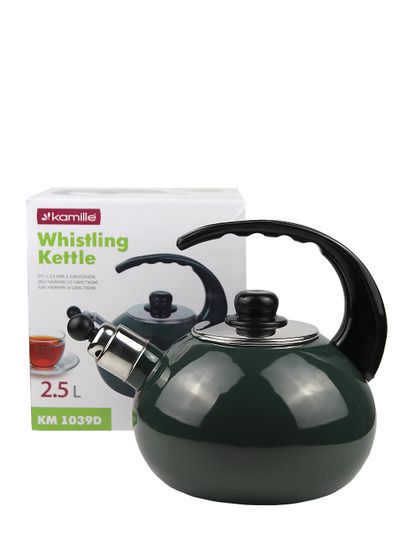 Чайник 2,5 л. эмалированный со свистком Kamille KM 1039D с черной бакелитовой ручкой