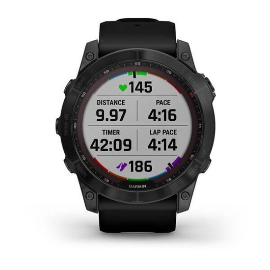 Умные часы Garmin Fenix 7X Sapphire Solar Титановый черный DLC с силиконовым ремешком 010-02541-23