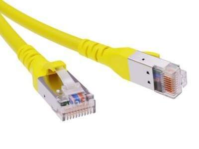 Патч-корд экранированный  CAT6A S/FTP 4х2, LSZH, желтый, 3.0м