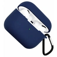 Чехол для Airpods Pro 3 Gurdini прорезиненный soft touch c карабином Темно Синий
