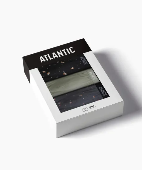 Трусы мужские боксеры (3шт) Atlantic 3MH-211, черный + светло-зеленый + графитовый