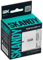 SKANDY Розетка USB A+C 3,1А SK-R14W арктический белый IEK