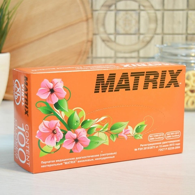 Перчатки виниловые XL неопудренные (100шт), Matrix