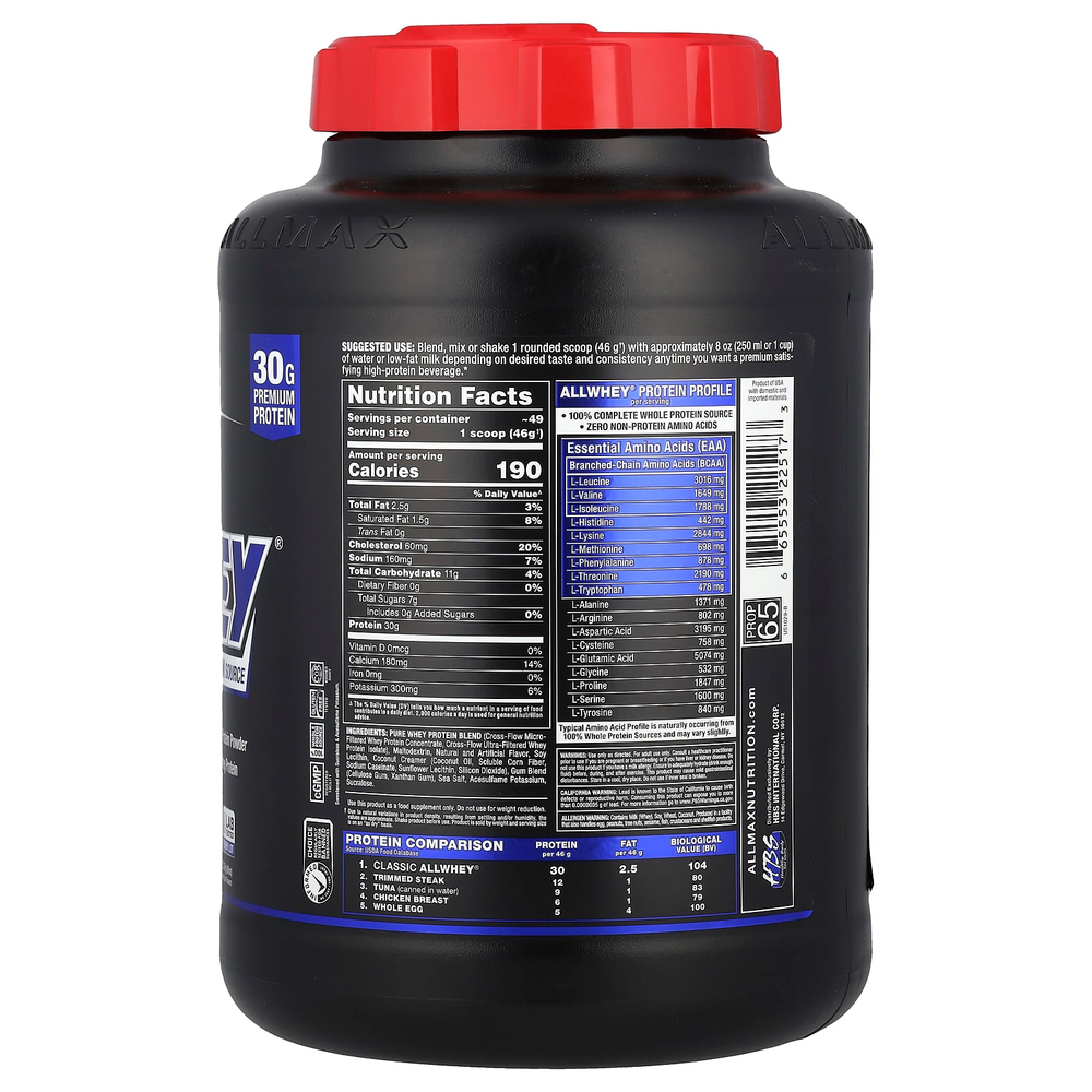 ALLMAX, CLASSIC ALLWHEY®, 100% источник сывороточного протеина, со вкусом ванили, 2,27 кг (5 фунтов)