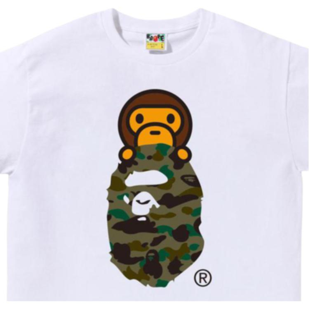 A Bathing Ape 1st Camo Milo On Ape Head Tee белый зеленый
