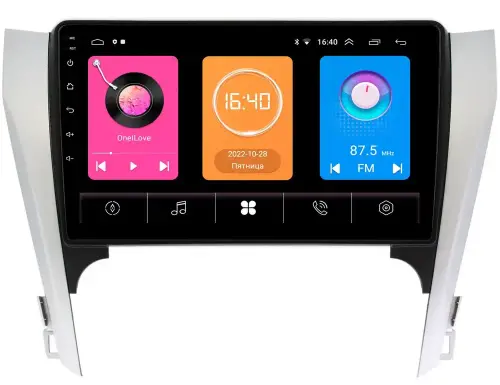 Магнитола для Toyota Camry 50 2011-2014 (рамка серебристо-черная под 10") - GT10-169/10-169-1 на Android 10