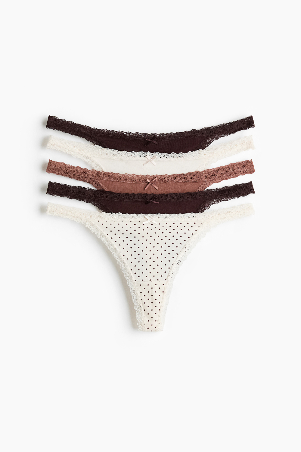 Хлопковые трусы-стринги, 5 шт. — низкая посадка - H&M