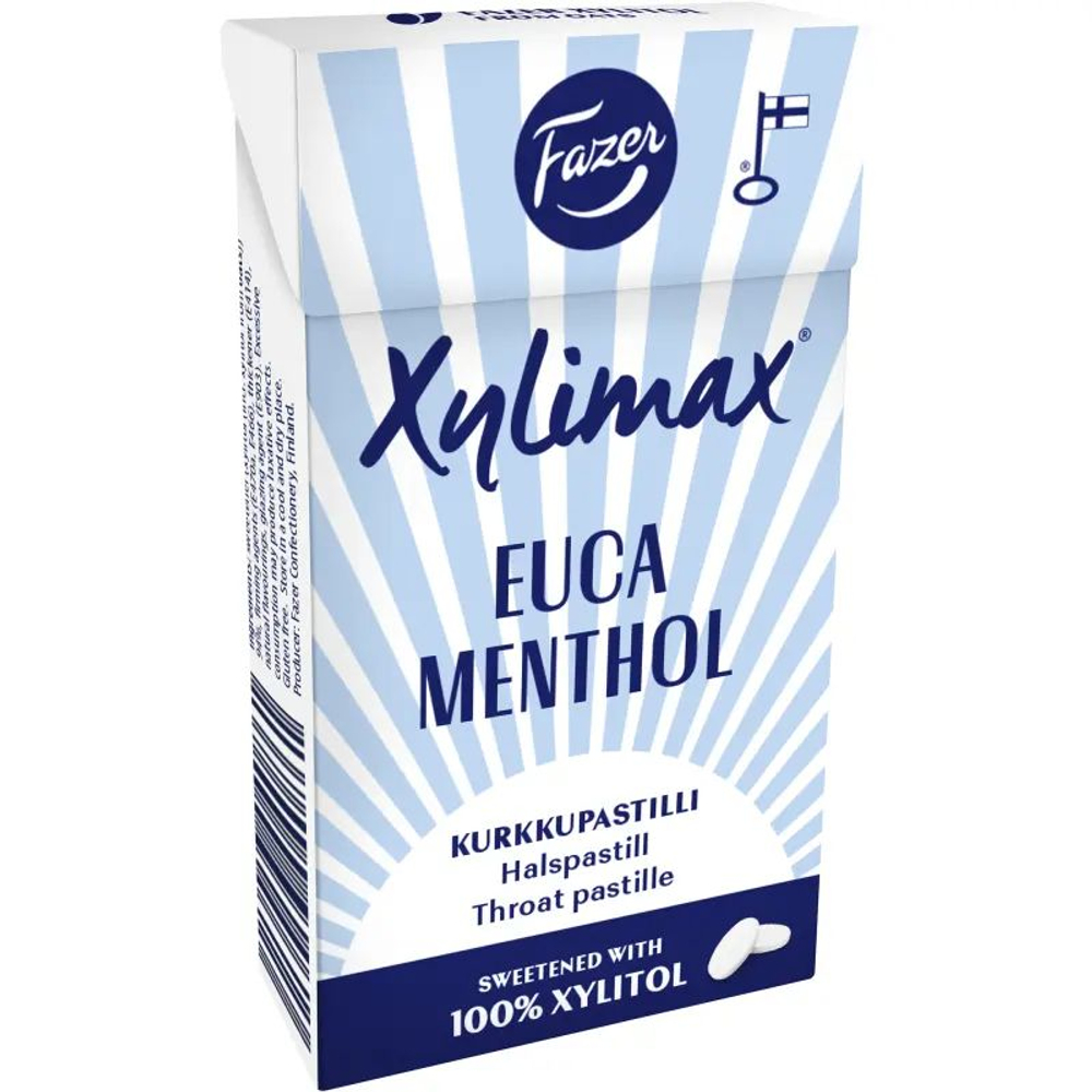 Пастилки с ксилитом Fazer Xylimax Еucamenthol со вкусом эвкалипта и ментола 38 г (из Финляндии)