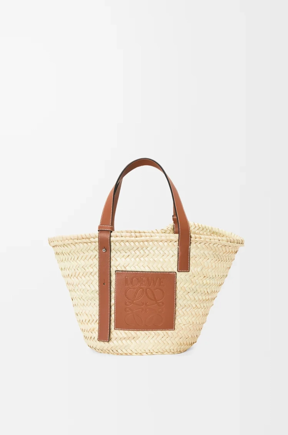 Loewe Сумка-корзинка из пальмовых листьев и телячьей кожи, натуральный/коричневый