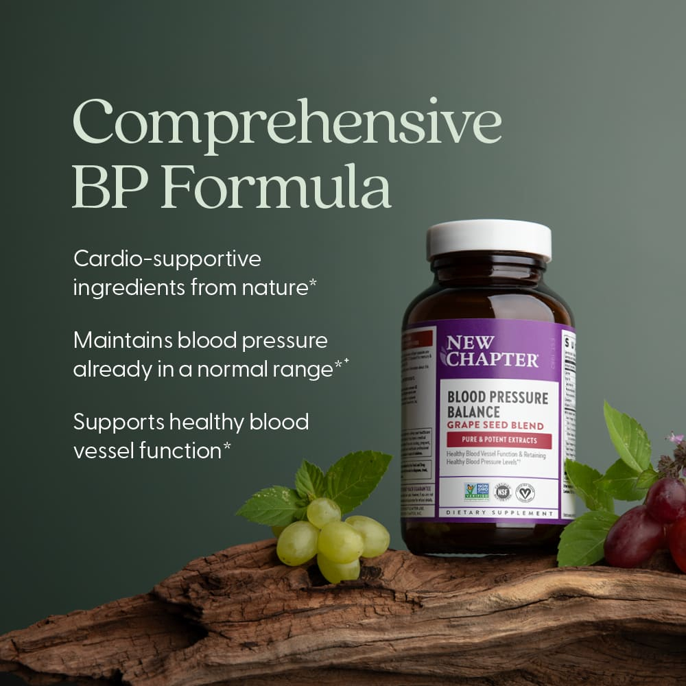New Chapter, Blood Pressure Balance, смесь виноградных косточек, 60 веганских капсул