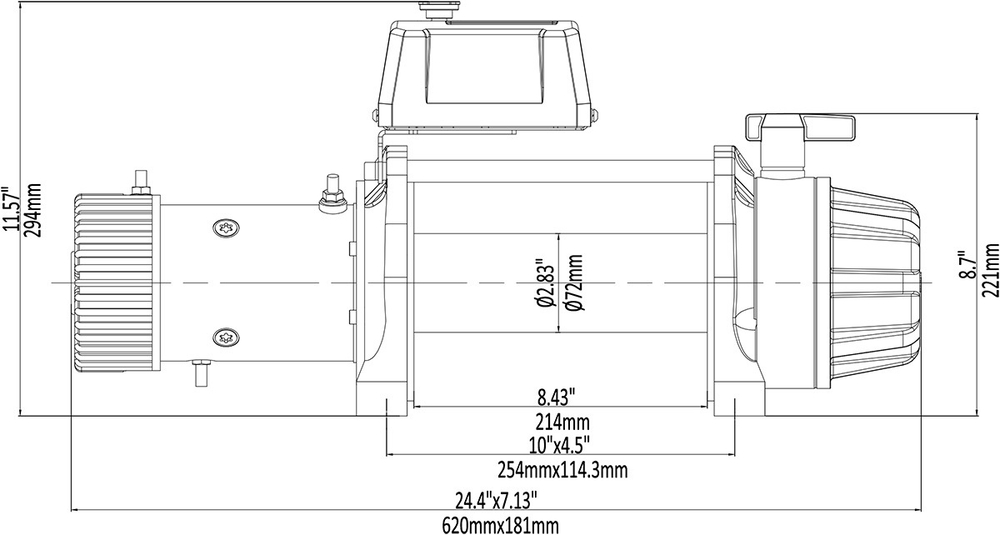 Лебёдка автомобильная электрическая 12V Runva 9500 lbs 4350 кг MAX влагозащищенная, синтетический трос