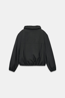 ZARA КУРТКА С ПОДПЛЕЧНИКАМИ В ТОНКУЮ ПОЛОСКУ, СВИНЦОВЫЙ