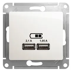 Розетка с USB A+A Systeme Electric Glossa Перламутр GSL000633