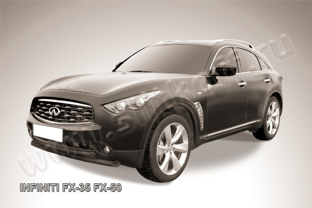 Защита переднего бампера Infiniti FX-35; FX-50 (2008-2012) d76+d57 черная