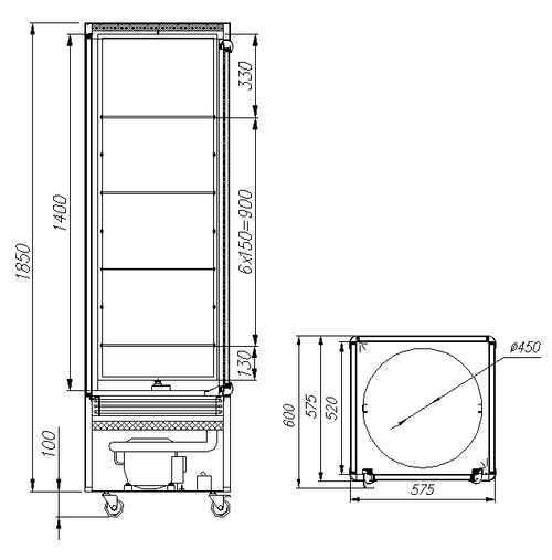 Кондитерская витрина Carboma Latium D4 VM 400-2 (R400Cвр Люкс коричнево-золотой, 1/2, INOX)