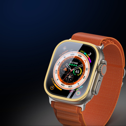 Закаленное стекло с рамками золотистого цвета от Dux Ducis для смарт часов Apple Watch Ultra 49mm, серия Flas Screen Protector Black