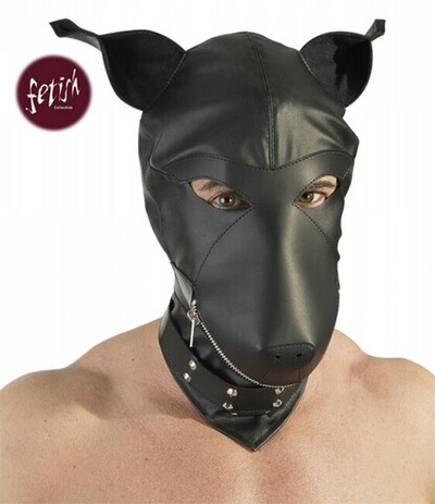 Кожаный шлем собаки Devotion Maske (черный с серебряным ) (Цвет: черный с серебряным)